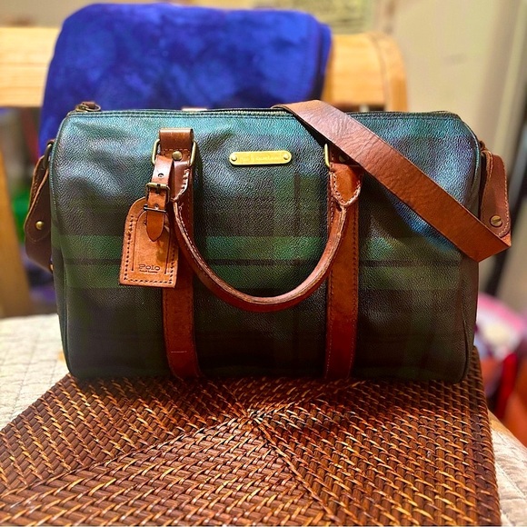 Rare find ✨ POLO Ralph Lauren Vintage Boston Tartan Crossbody Duffel Travel Bag - Picture 2 of 16